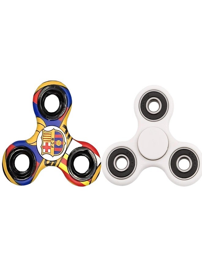 Premsons® Hand Spinner Desk Toy - High Speed Smooth Finger Spin Sensory Fidget Stress Relief Game Play for Kids & Adults - Birthday Party Gift - Combo - Football-FCB + White